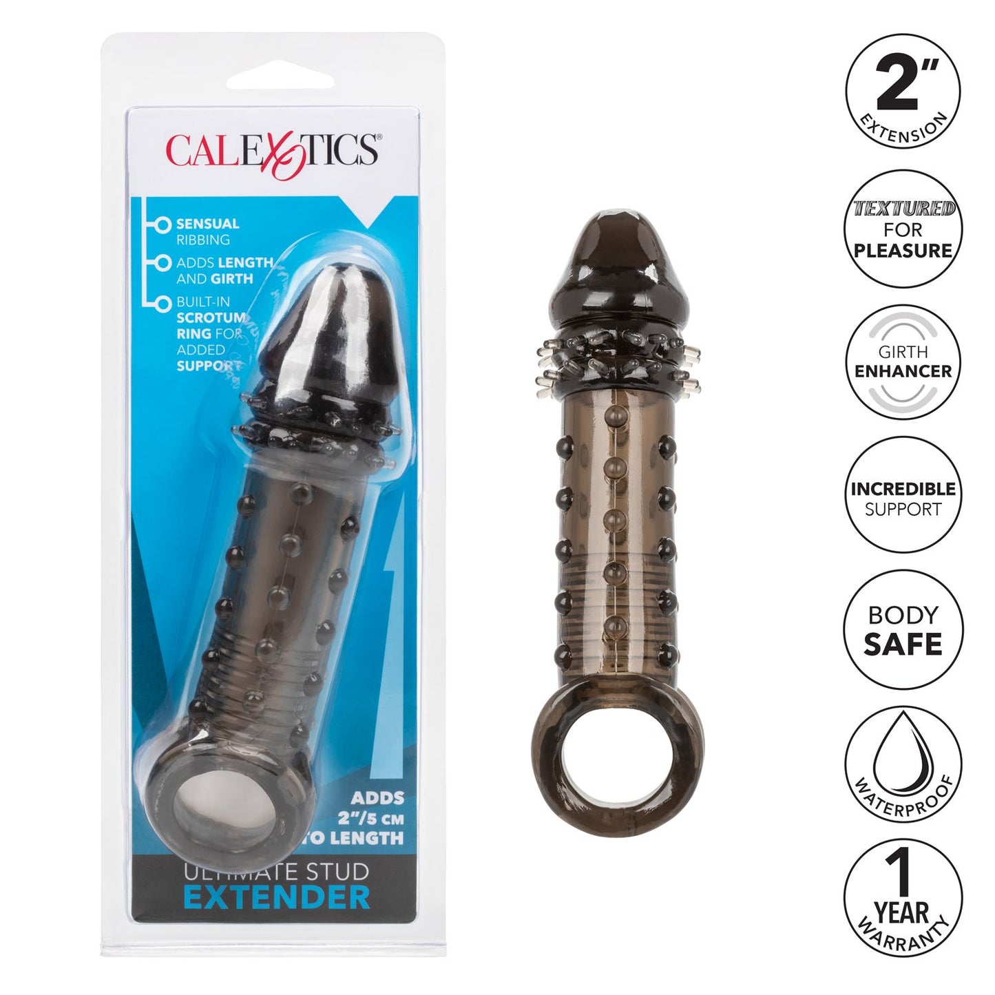 Funda Pene Sujetador Ultra Estimulante Textura 2 Pulgadas Más Ultimate Stud Extender