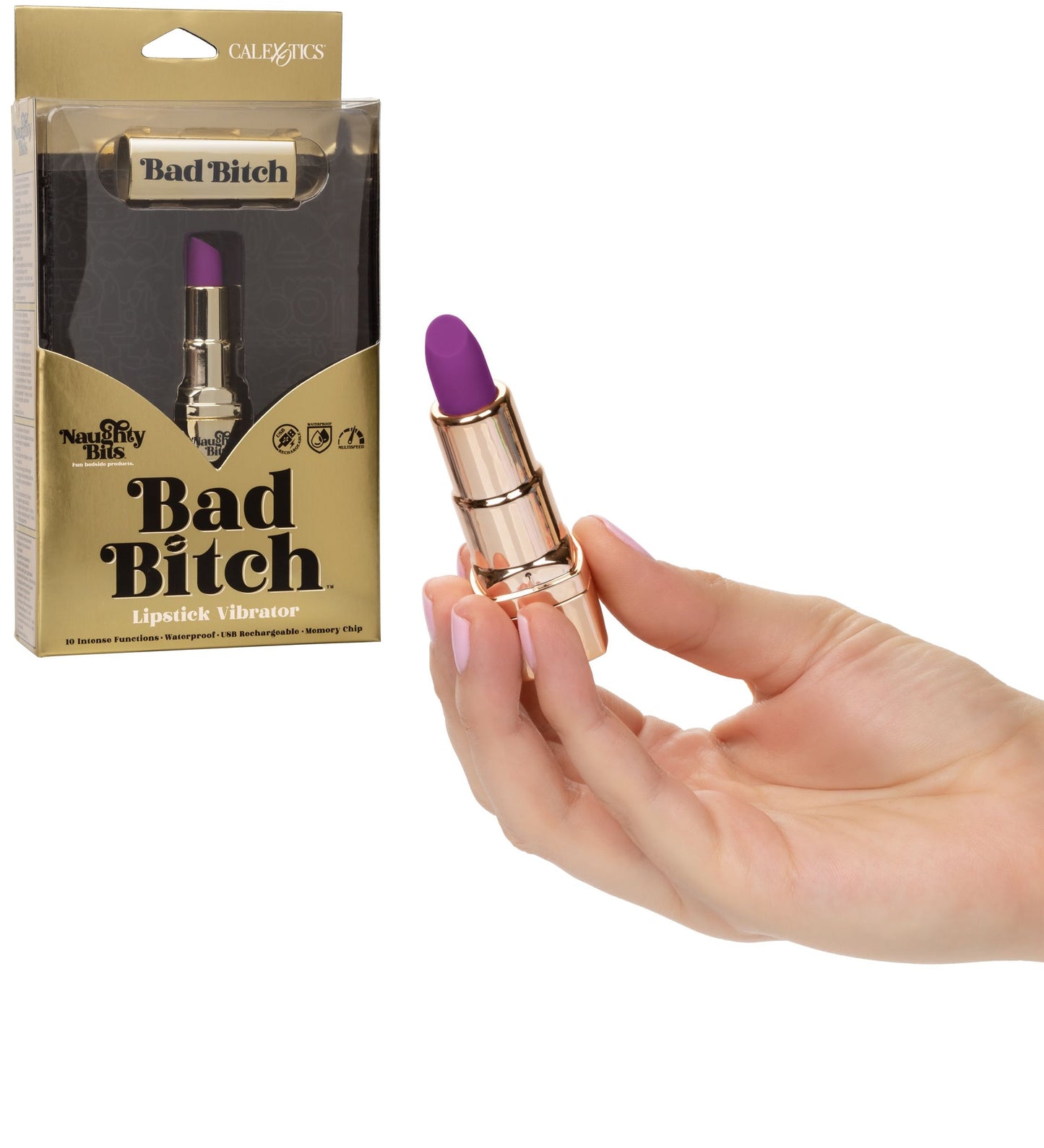 Mini Vibrador Labial con Vibracion Bala Estimulador Vaginal Vibrador Discreto Naughty Bits Bad Bitch Lipstick Vibrator
