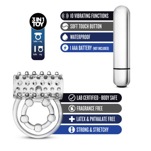 Anillo Vibrador De Retención Retardar Estimula Clítoris Stay Hard - Vibrating Super Clitifier - Clear