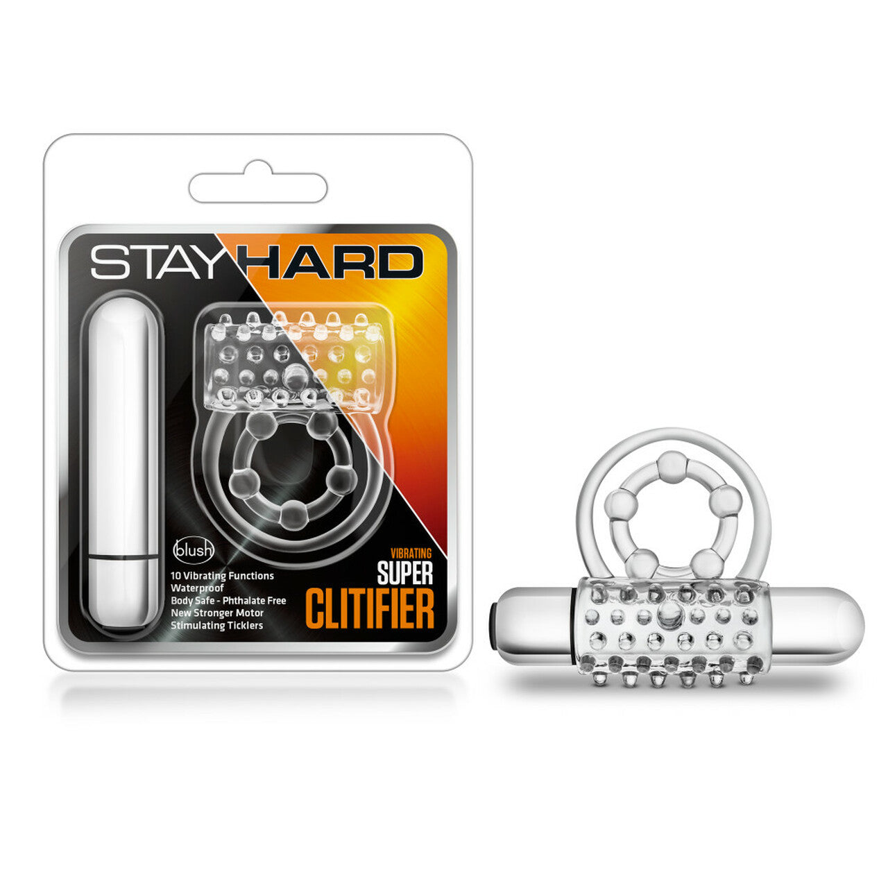 Anillo Vibrador De Retención Retardar Estimula Clítoris Stay Hard - Vibrating Super Clitifier - Clear