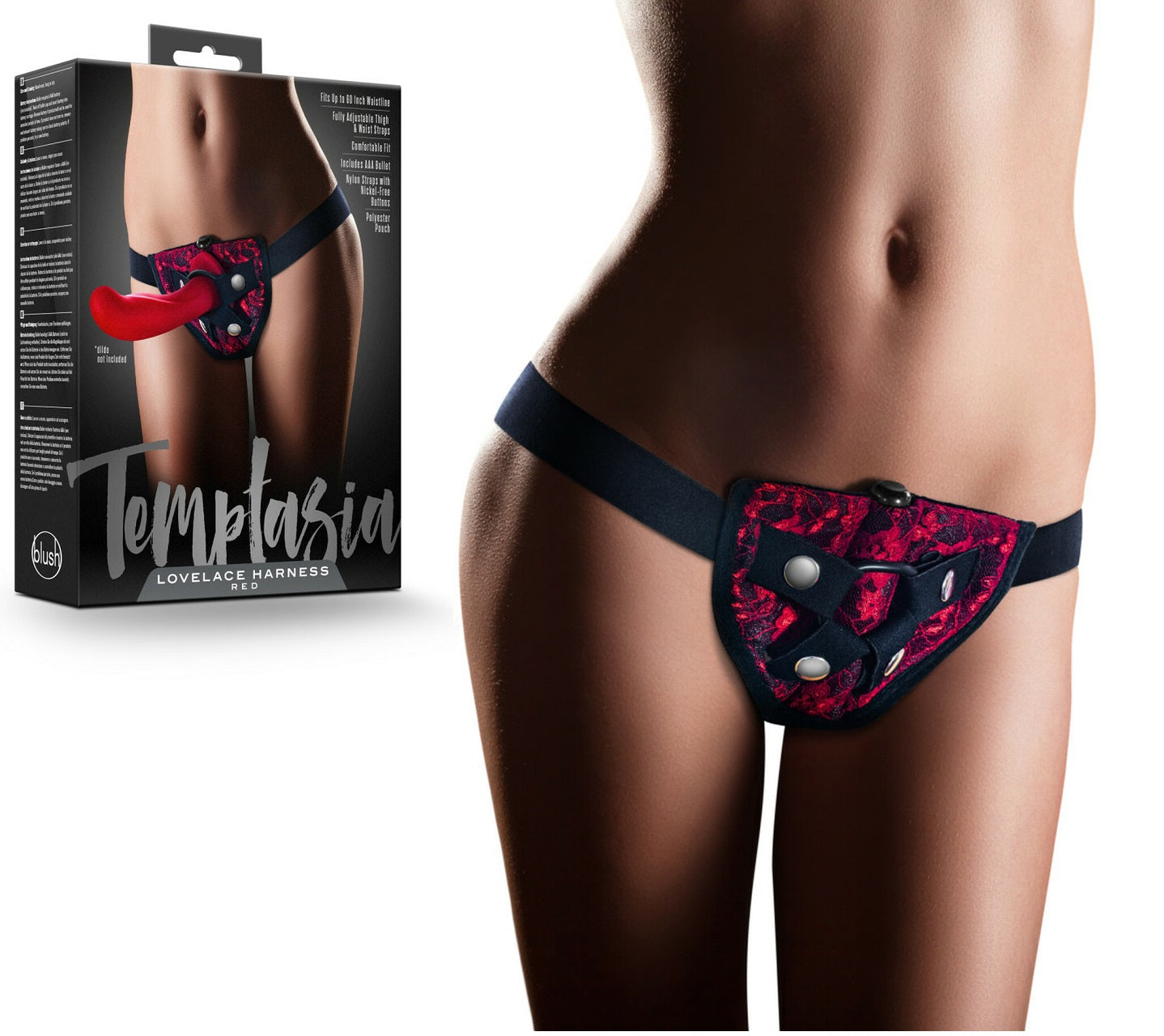 Strap On Para Dildo Bala Juegos De Pareja O Lesbico Temptasia - Lovelace Harness - Red