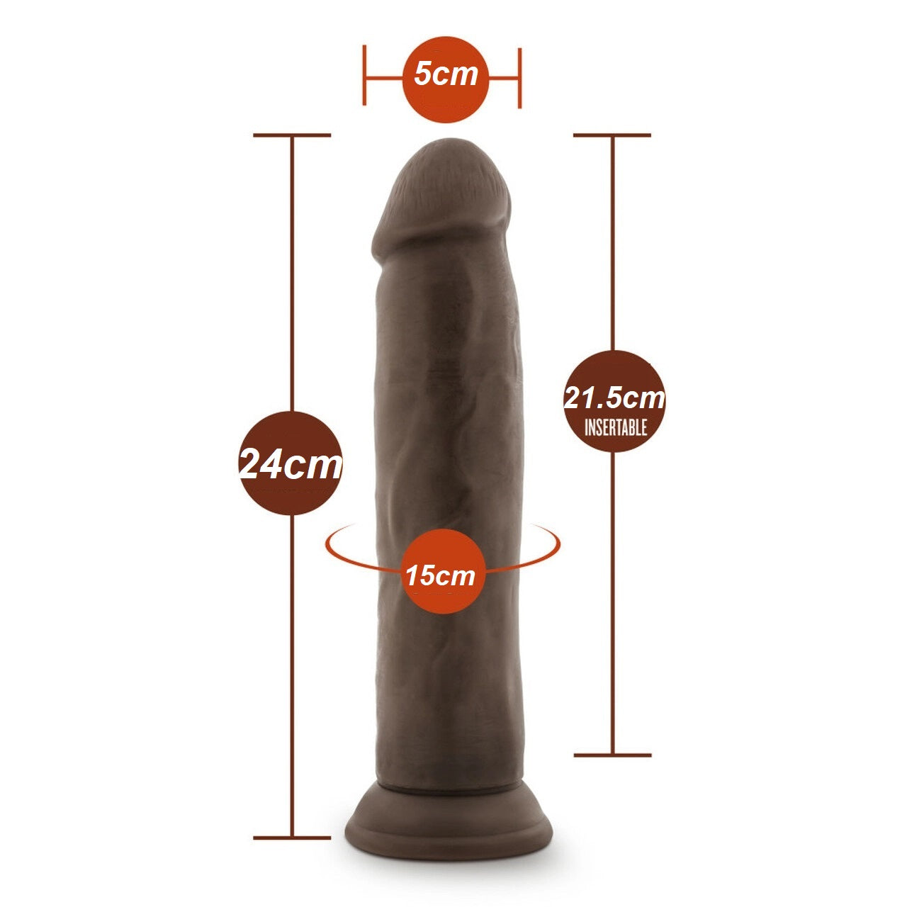 Consolador Grande Dildo Largo Realista 22cm Flexible Dr. Skin - 9.5 Inch Cock - Chocolate