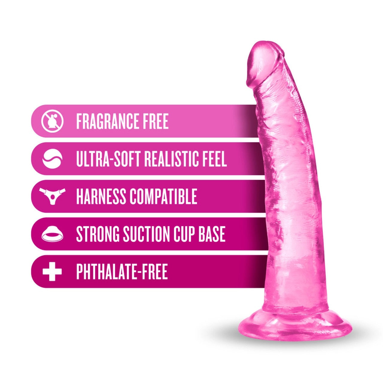 Dildo 17cm Consolador Suave Flexible Fuerte Ventosa B Yours Plus - Lust n’ Thrust - Pink