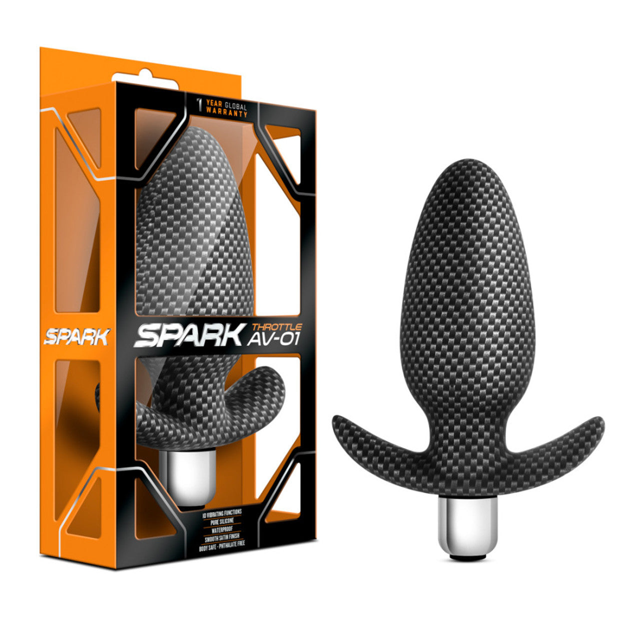 Plug Anal Estimulador Vibrador Anal Silicone Butt Plug Spark - Throttle AV-01 - Carbon Fiber