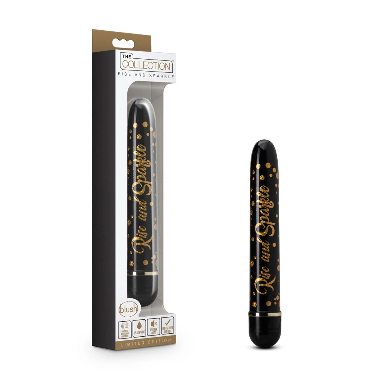 Bala Vibración Delgada Larga Estimulador Anal Vaginal Vibrador Unisex 17cm Rise and Sparkle - Black