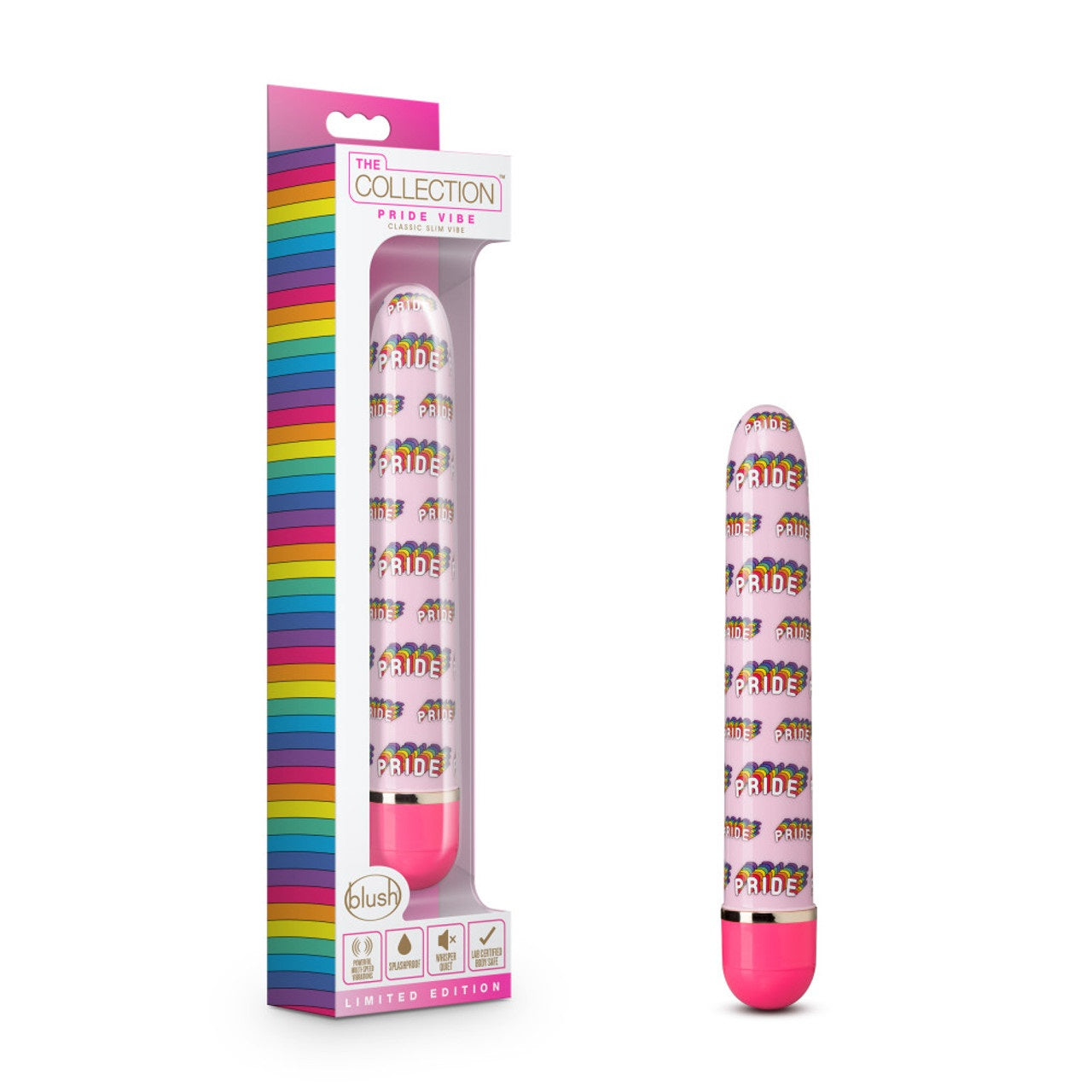 Vibración Delgada Larga Estimulador Anal Vaginal Vibrador Unisex 17cm Pride Vibe - Pink