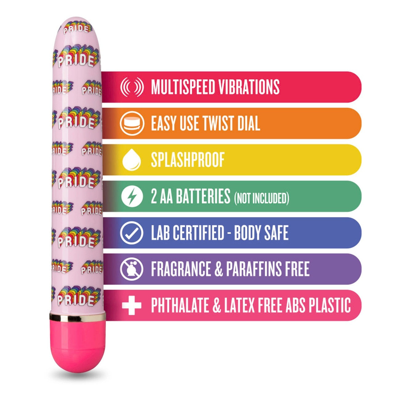Vibración Delgada Larga Estimulador Anal Vaginal Vibrador Unisex 17cm Pride Vibe - Pink