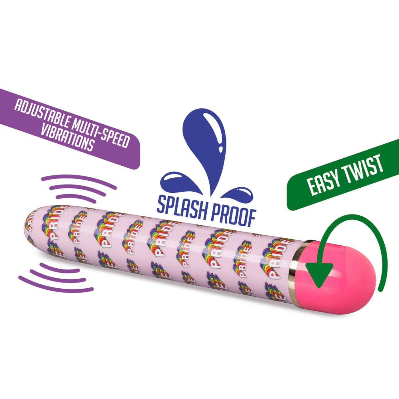 Vibración Delgada Larga Estimulador Anal Vaginal Vibrador Unisex 17cm Pride Vibe - Pink
