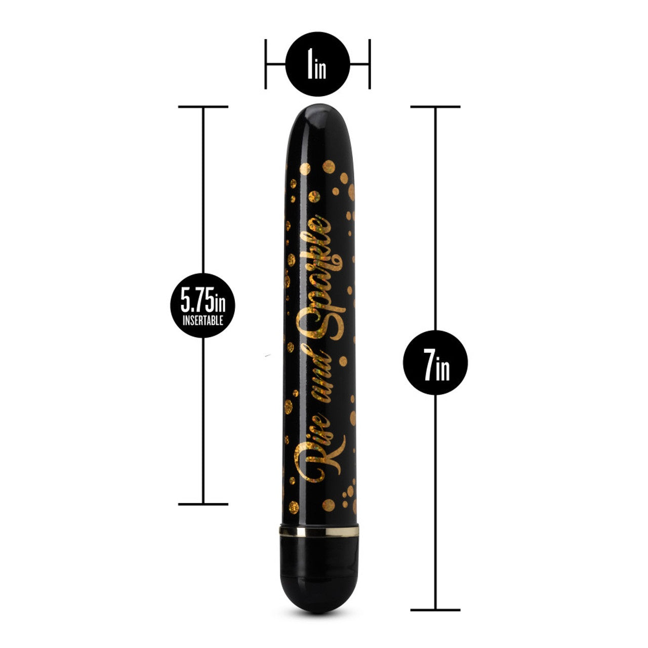 Bala Vibración Delgada Larga Estimulador Anal Vaginal Vibrador Unisex 17cm Rise and Sparkle - Black