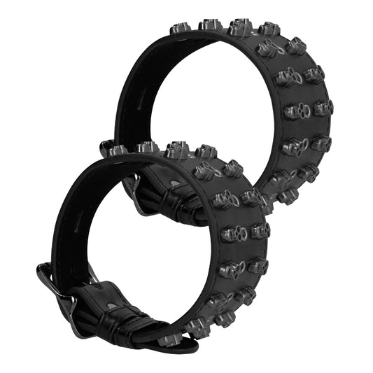 Esposas Cómodas Ajustables Principiantes Bdsm Sadomasoquismo Brazalete Esposas Tobillo Cuero Calaveras Unisex Ouch!