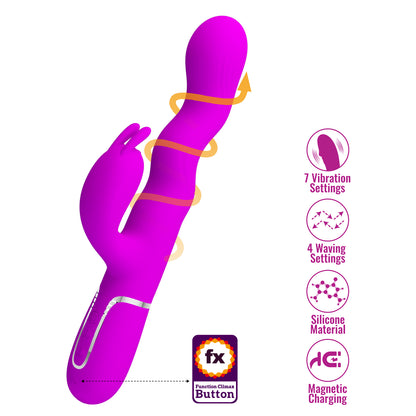 Consolador Recargable Vibración Y Movimiento Espiral Laursen, Pretty Love Laursen Dark Purple Waving & Vibrating Rabbit Vibrator