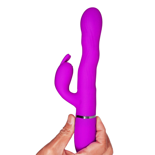 Consolador Recargable Vibración Y Movimiento Espiral Laursen, Pretty Love Laursen Dark Purple Waving & Vibrating Rabbit Vibrator