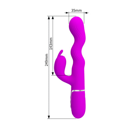 Consolador Recargable Vibración Y Movimiento Espiral Laursen, Pretty Love Laursen Dark Purple Waving & Vibrating Rabbit Vibrator