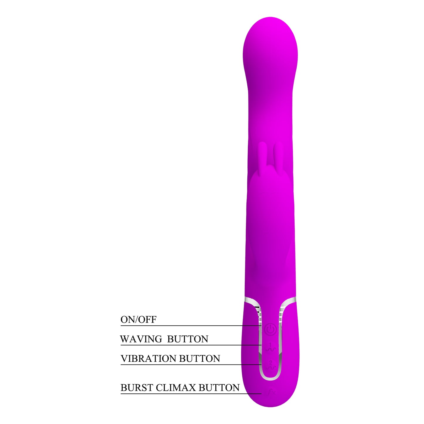 Consolador Recargable Vibración Y Movimiento Espiral Laursen, Pretty Love Laursen Dark Purple Waving & Vibrating Rabbit Vibrator