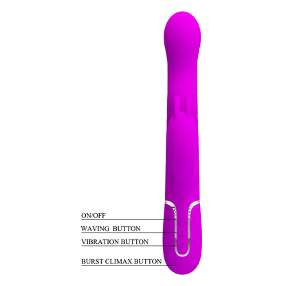 Consolador Recargable Vibración Y Movimiento Espiral Laursen, Pretty Love Laursen Dark Purple Waving & Vibrating Rabbit Vibrator