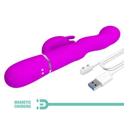 Consolador Recargable Vibración Y Movimiento Espiral Laursen, Pretty Love Laursen Dark Purple Waving & Vibrating Rabbit Vibrator