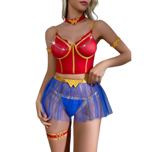 LencerÍa Mujer Princesas Conjunto Baby Doll Calidad Premium Rojo Maravilla