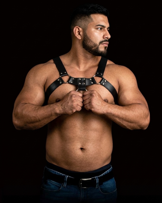 Arnes de Pecho Hombre Masculino Chest Fetish Boundage Cinturon Costas1