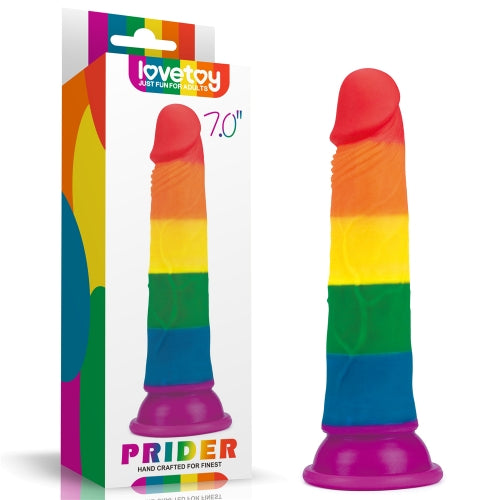 Consolador Ventosa Pegable Realista Pride Lgbt Arcoiris 17cm   7'' Prider Dildo