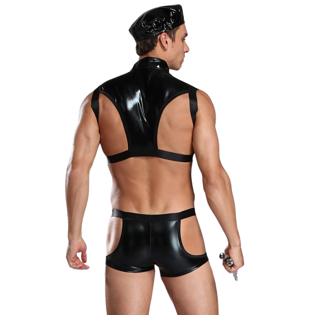 Crop Top Boxer Hombre Disfraz Muy Sexy, Streaper , Lenceria Policia