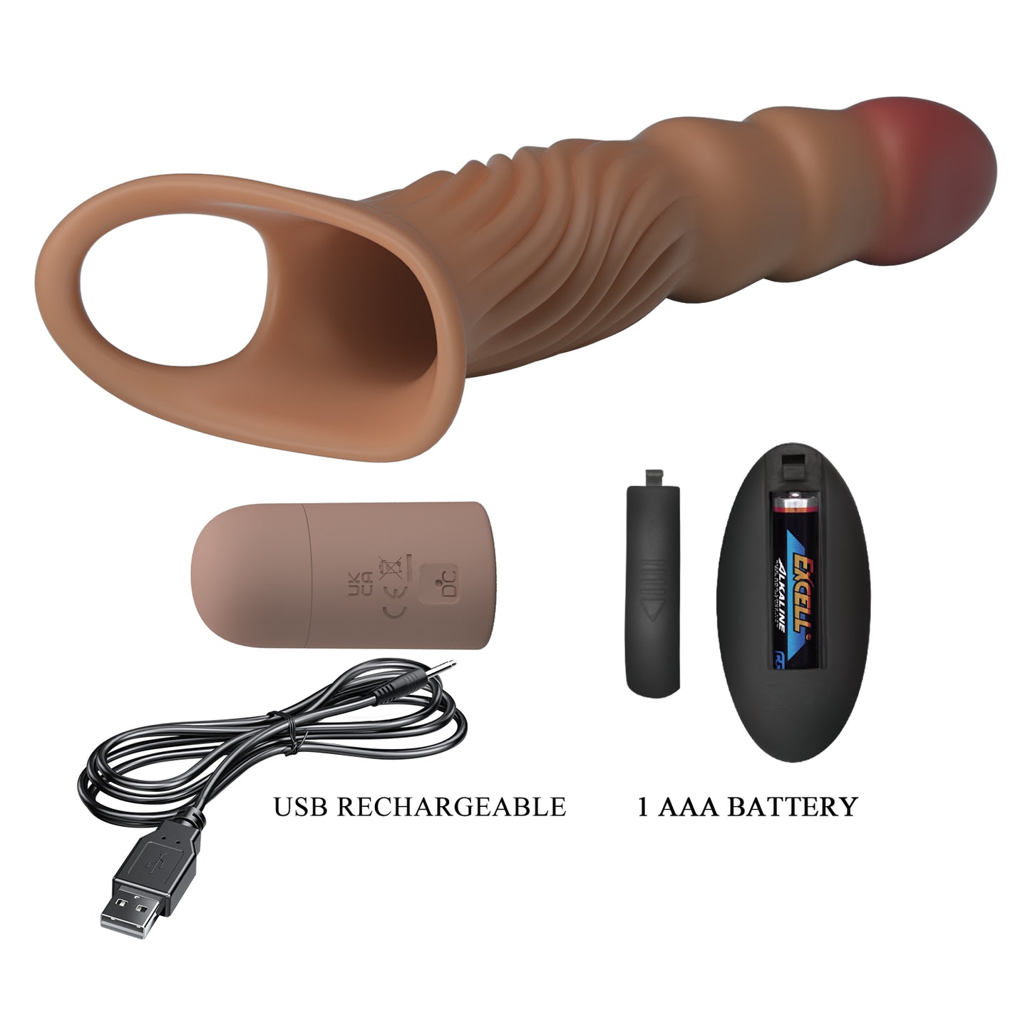 Funda Extensión Aumenta 2 Pulg Vibrador Bala Control Remoto Funda vibradora inalámbrica para el pene – pretty love