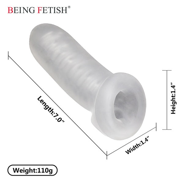 Funda Extensión Textura, Pene Incrementa Engrosa 17cm Sleeve Black Clear