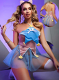 Lencería Sexy Disfraz Conjunto Set Sensual Disfraz De Lenceria Babydoll Mujer  Kawaii Transparencia Azul Unitalla