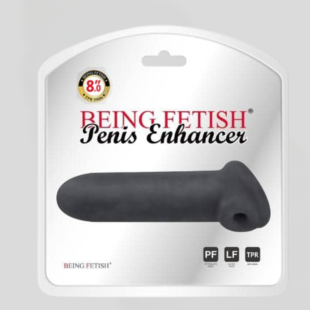 Funda Extensión Pene Mas Grande Textura Ultra Estimulante Transparente 8inch  black