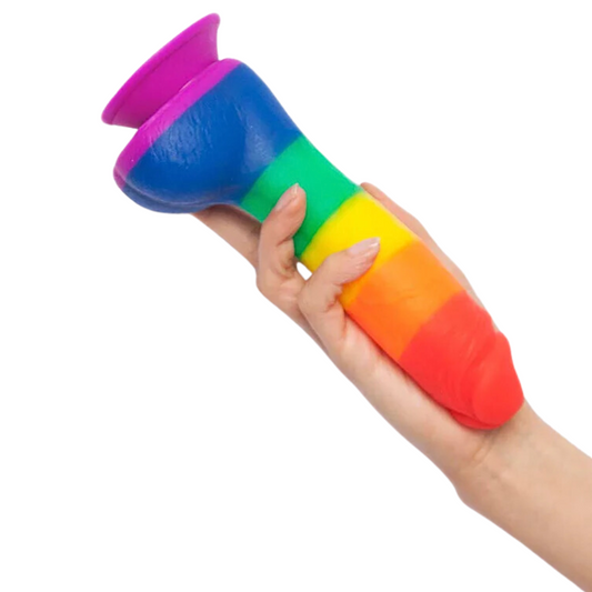 Dildo 20cm Consolador Suave Flexible Anal Vaginal Colours Pride Edition 8 Inch Silicone Dildo in Rainbow