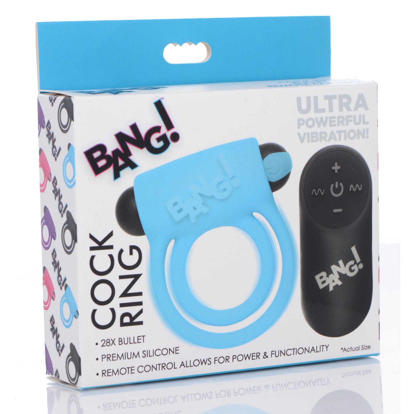 Anillo Pene Inalámbrico Control Remoto 7 Vibraciones  28X Vibrating Cock Ring & Bullet Blue