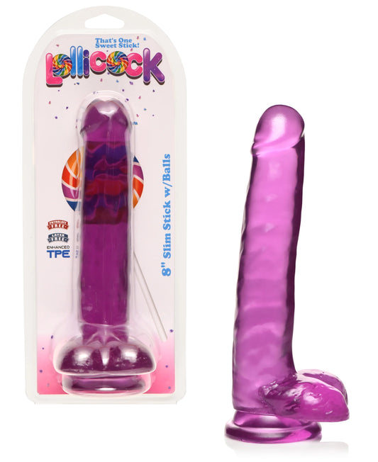 Dildo Pene Consolador 20cm Insertables Anal Vaginal Flexible Lollicock 8 Inch Slim Stick With Balls Grape Ice Dildo