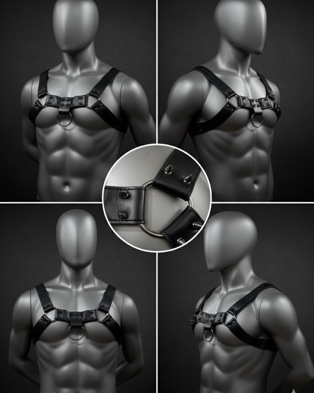 Arnes de Pecho Hombre Ajustable Leather Con Picos Bear Lether Chest Pride