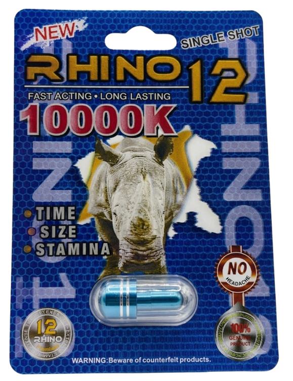 Rhino 12 Pastilla Para Pene Erección Más Firme Vigorizante Masculino
