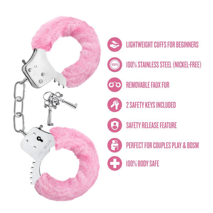 Esposas Peluche Sumiso Bdsm Metal Alta Calidad Series Original Furry Cuffs - Pink