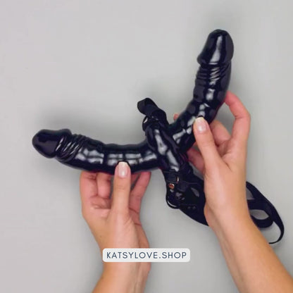 Vibrador Doble Dildo Y Arnes Para Juegos De Pareja y Lésbico Fetish Fantasy Double Delight