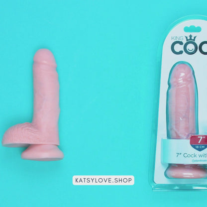 Dildo Grueso 18cm King Cock Realista Firme Erecto Consolador 7" Cock with Balls