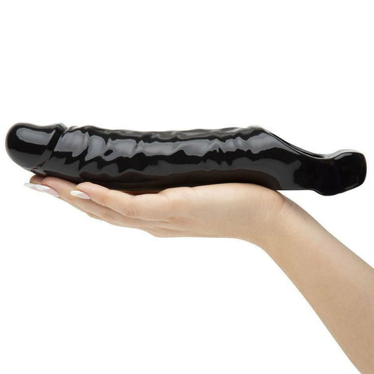 Funda Extensión 18cm Negro Extensor Pene Mas Grande Grueso Mighty Sleeve With Ball Loop-Black