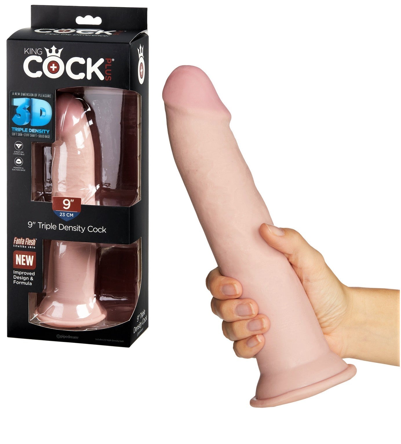 Dildo Pene Grande Grueso Realsta 22cm Suave Flexible King Cock Plus 9" Triple Density Cock - Flesh