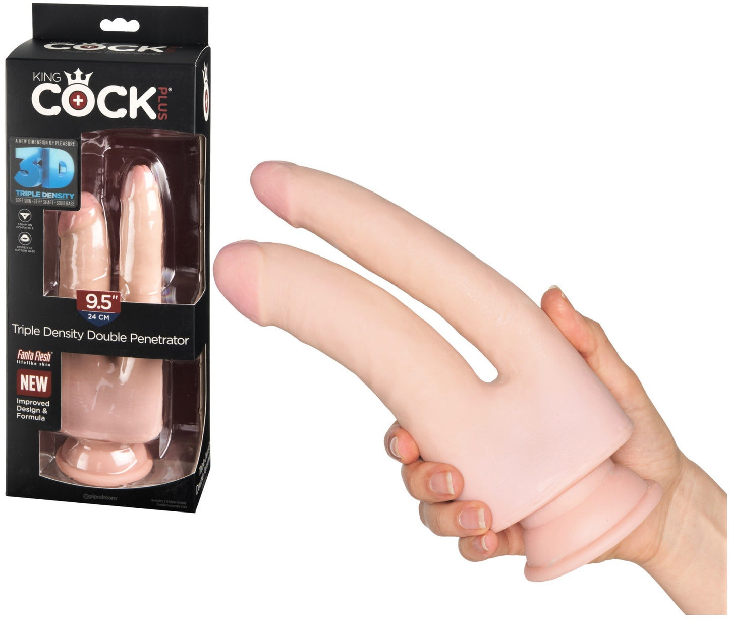 Dildo Doble Penetracion Suave Y Real Dos Penes King Cock Plus 9.5" Triple Density Double Penetrator