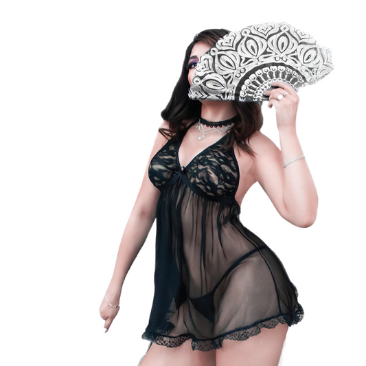 Hermoso Baby Doll Encaje Frente Abierto + Tanga Unitalla Era