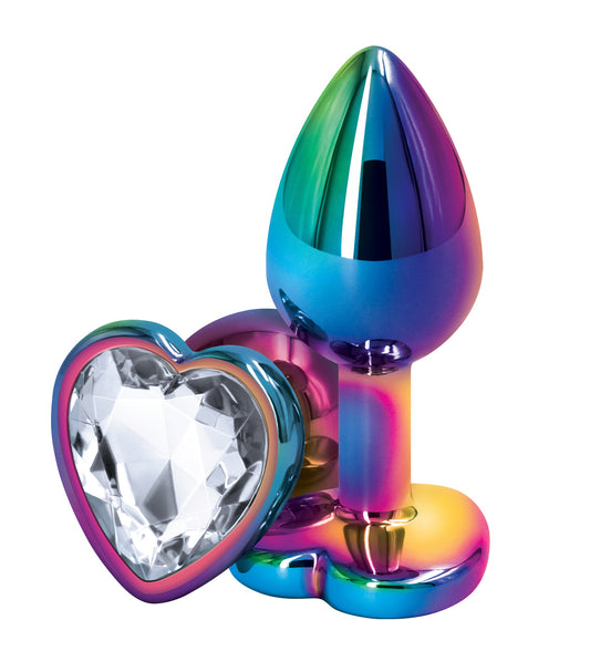 Plug Anal Chico Corazón Tamaño Principiante Rear Assets - Multicolor Heart - Small - Clear