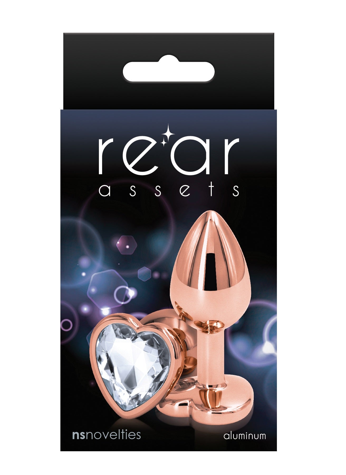 Plug Anal Chico Corazón Tamaño Principiante Rear Assets - Rose Gold - Small - Clear
