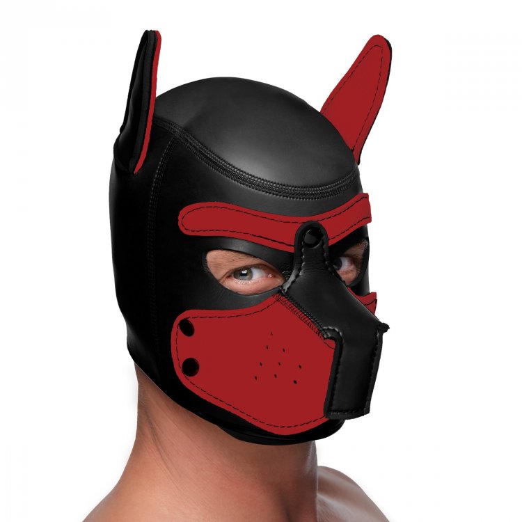 Mascara Perro De Neopreno Suave Disfraz De Perro Cosplay Gay Spike Neoprene Puppy Hood Red