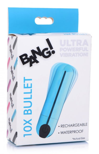 Potente Bala Vibradora Masajeadora Recargable Metallic Bang! 10X Rechargeable Vibrating Metallic Bullet - Blue