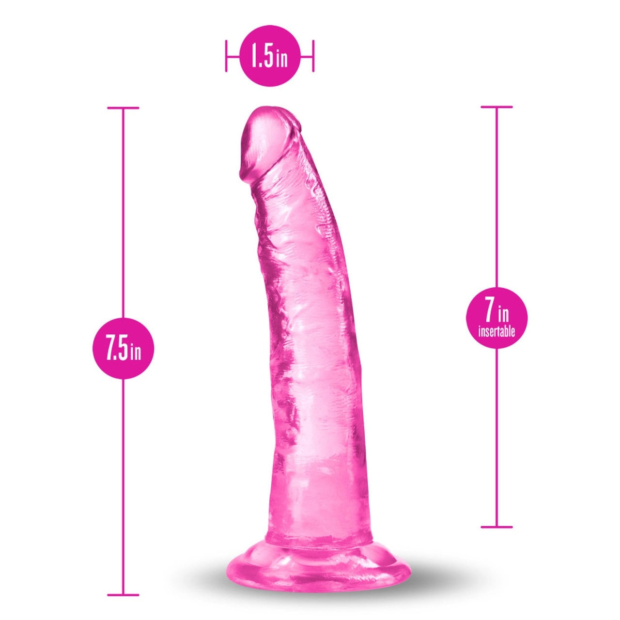 Dildo 17cm Consolador Suave Flexible Fuerte Ventosa B Yours Plus - Lust n’ Thrust - Pink